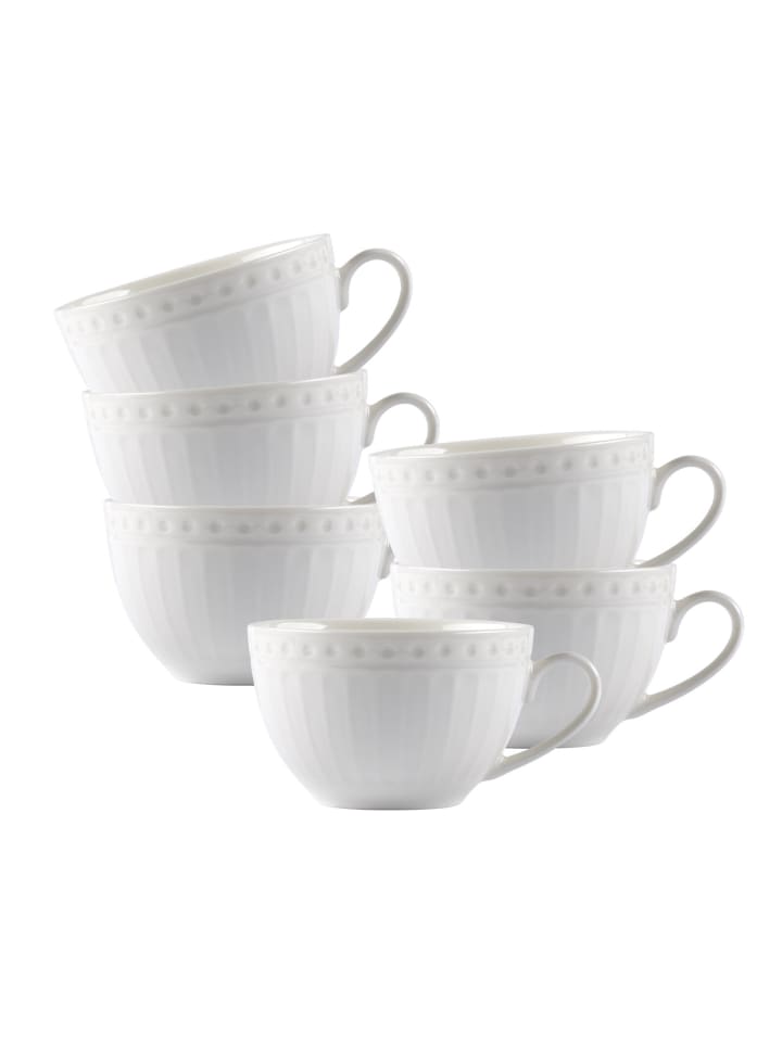 6er Set Kaffeetassen Sofia in 220 ml in weiß