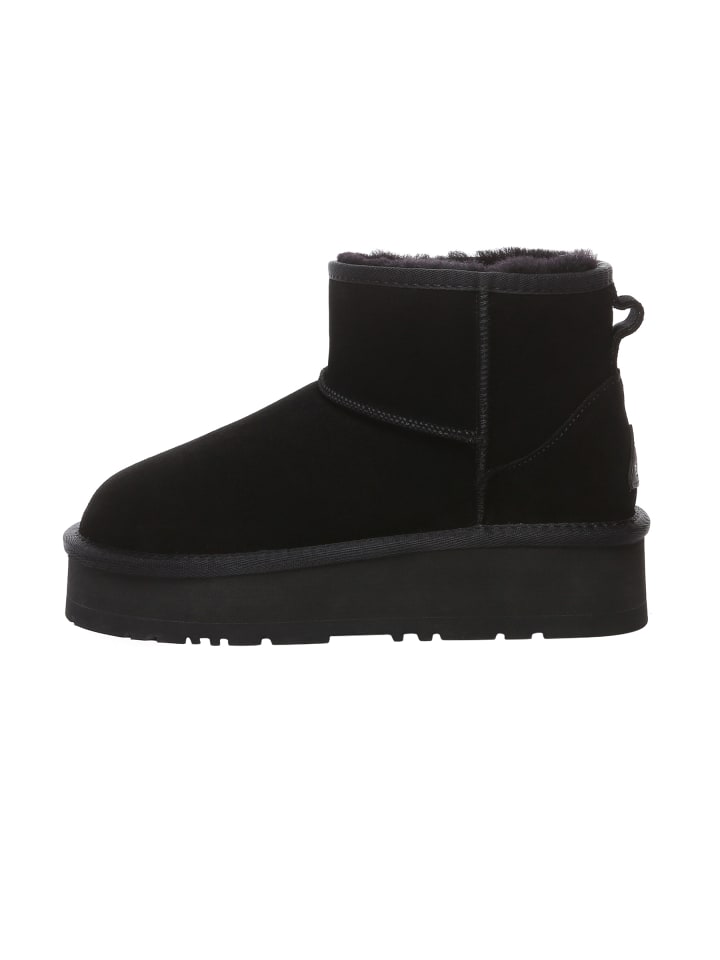 Leder Plateau Kurzstiefel - Dusky in Schwarz