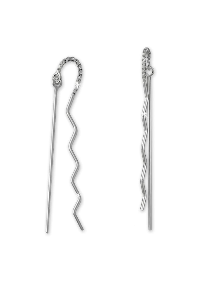 Ohrringe 925 Sterling Silber ZickZack Ohrhänger ca. 4,5cm (am Ohr hängend)