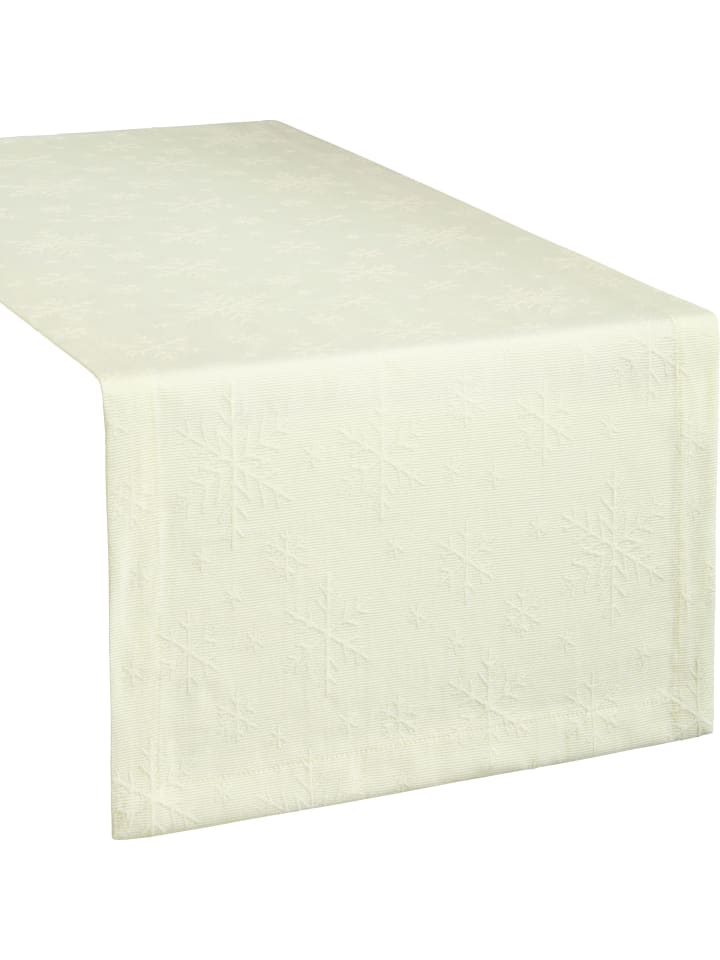 Jacquard, Baumwollmischung Tischläufer Snowflake in natur