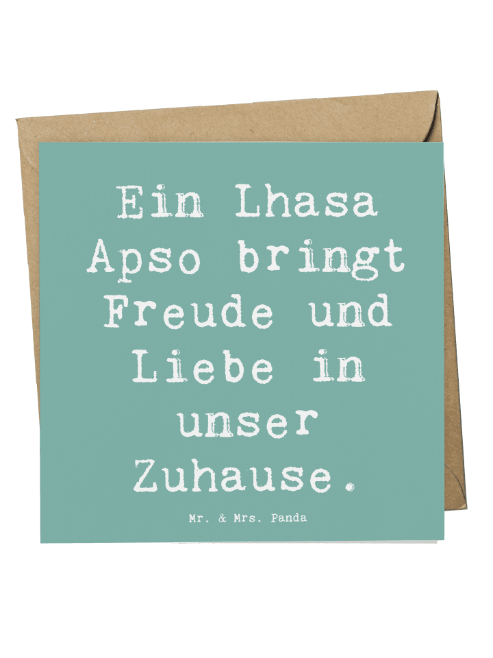 Deluxe Karte Spruch Lhasa Apso Freude mit Spruch in Meeresbrise