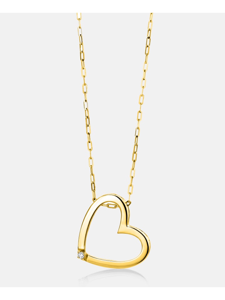 Halskette aus 750 Gelbgold mit Diamant Herz-Design