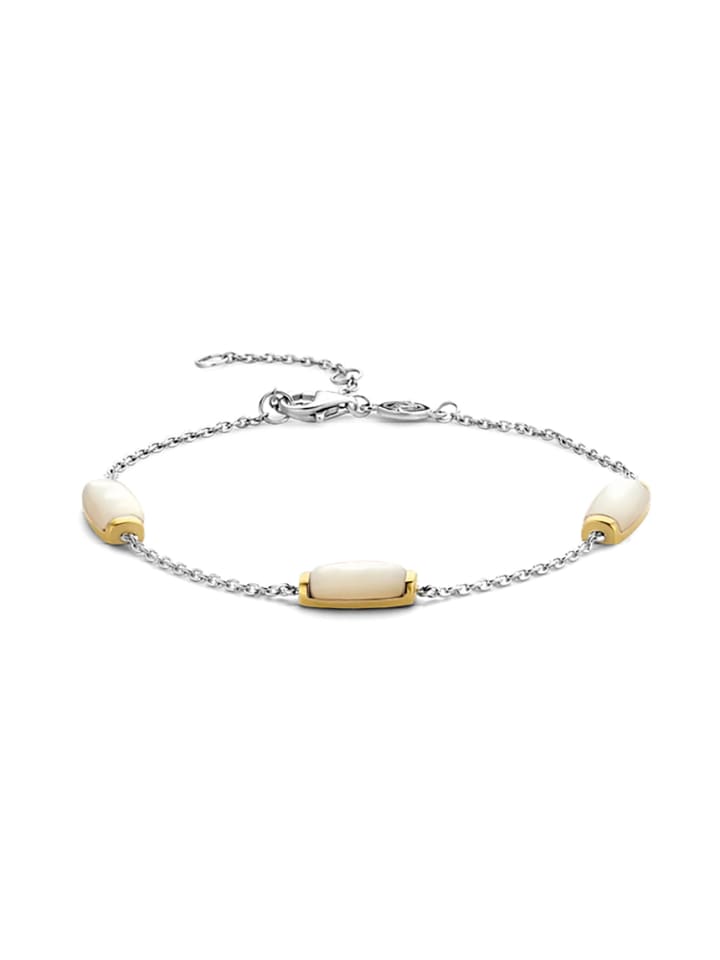 Armband "mit Perlmutt bicolor vergoldet" in Silber