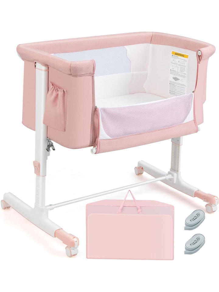3 in 1 Beistellbett in Rosa