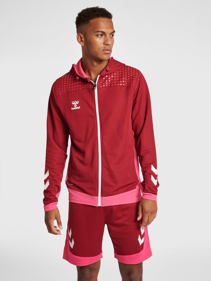 Reißverschluss Kapuzenpullover Hmllead Herren in BIKING RED
