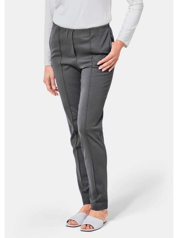 Moderne Hose LOUISA mit streckenden Biesen in graphitgrau
