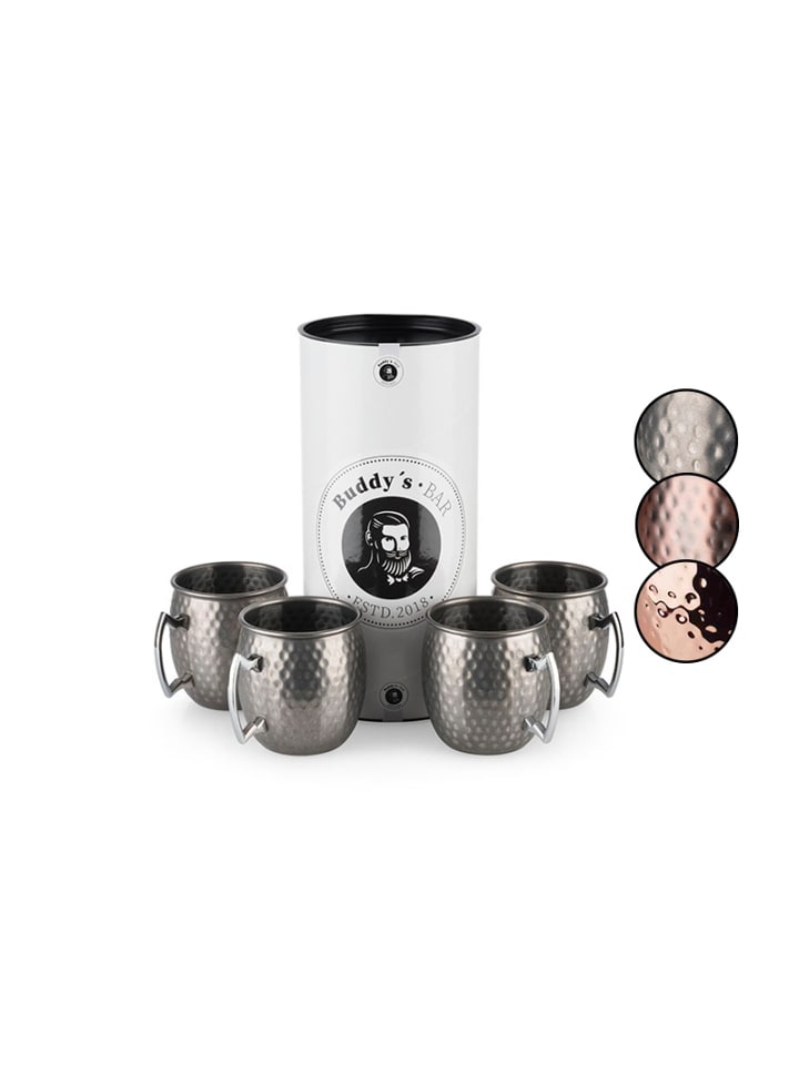 Cocktailbecher 4er Set -MOSCOW MULE- in Edelstahl, Maße: 9x12x9,5 cm