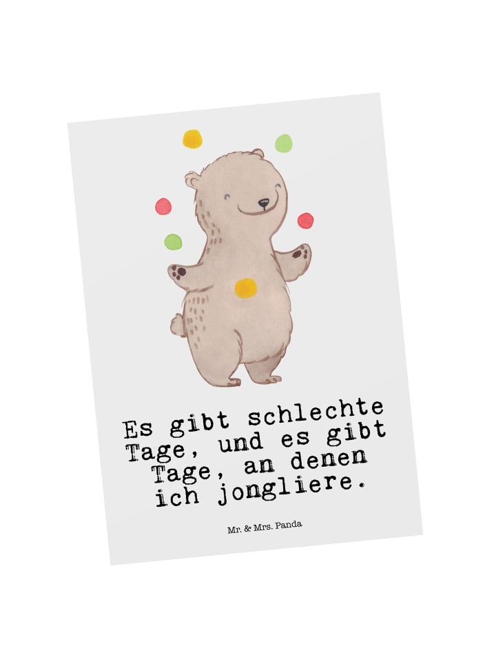 Postkarte Bär Jonglieren mit Spruch in Weiß