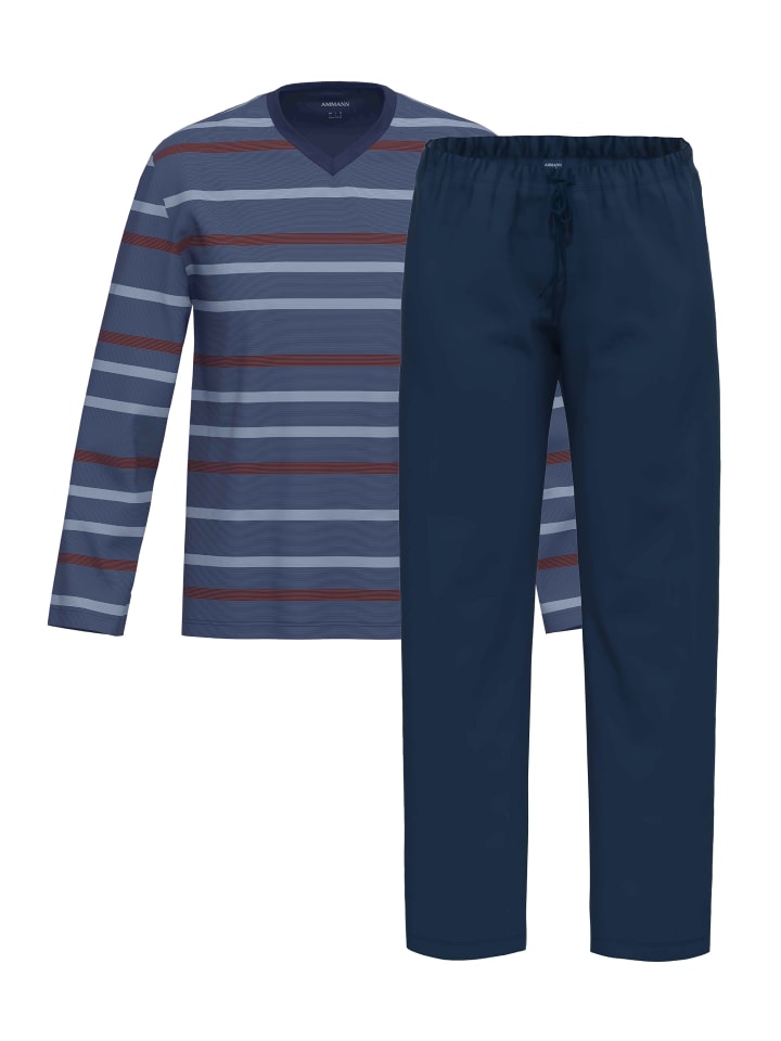 Schlafanzug Night & Home Cotton in Dunkelblau