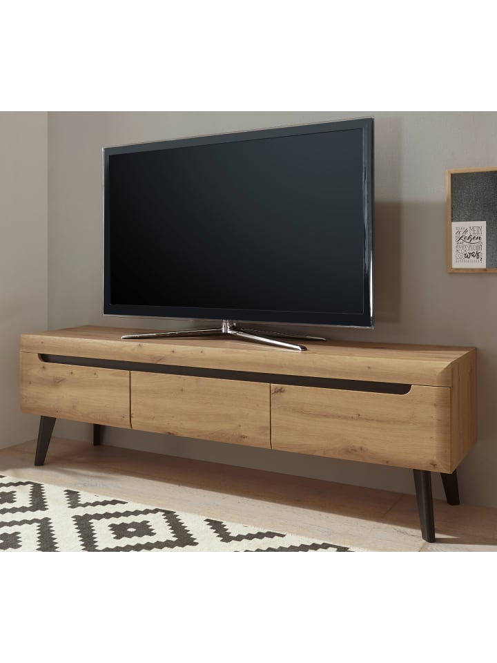TV-Lowboard Artisan Eiche schwarz, TV-Unterteil skandinavisch, 160 x 50 cm