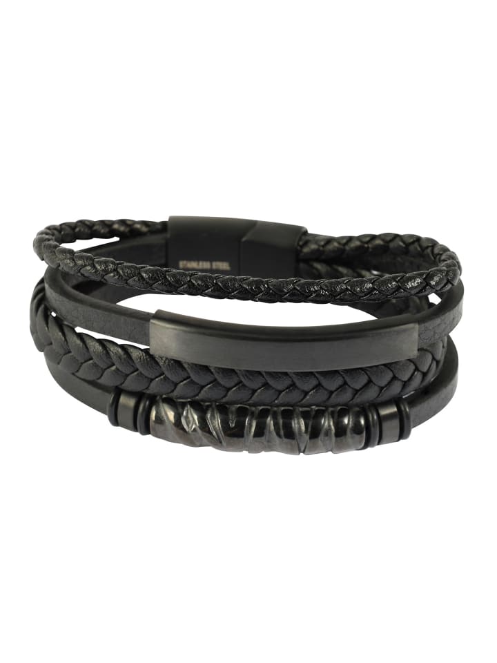 Herren Armband – Lederarmband aus Leder 19 cm in schwarz