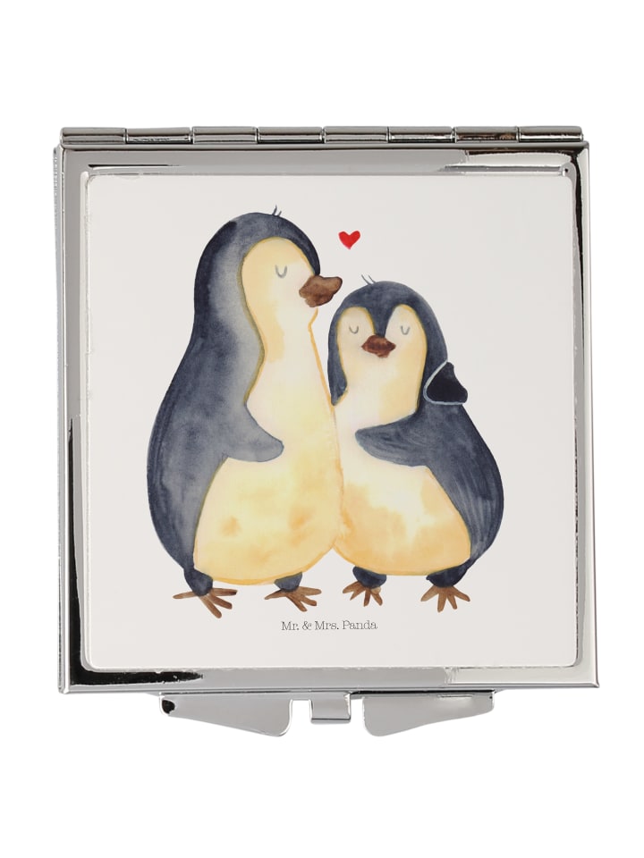Kleiner Spiegel Pinguin umarmen ohne Spruch in Weiß