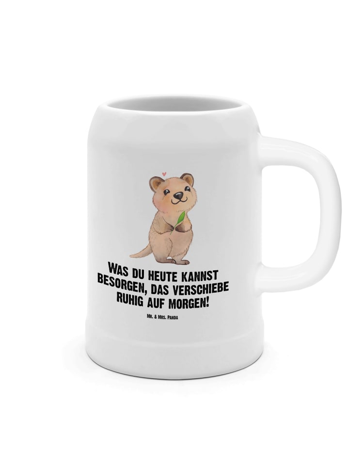 Keramikkrug Quokka Happy mit Spruch in Weiß