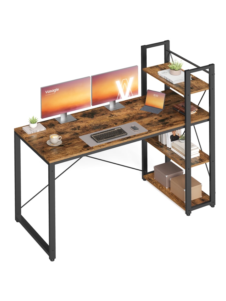 Schreibtisch Barnet in Tan-Schwarz - (B)60 x (H)120 x (T)137 cm