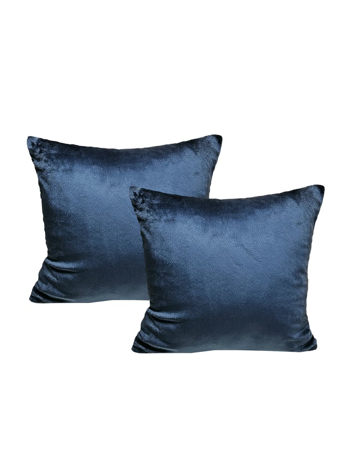 2er Set Teddy Flausch Kissen 45x45cm in Blau