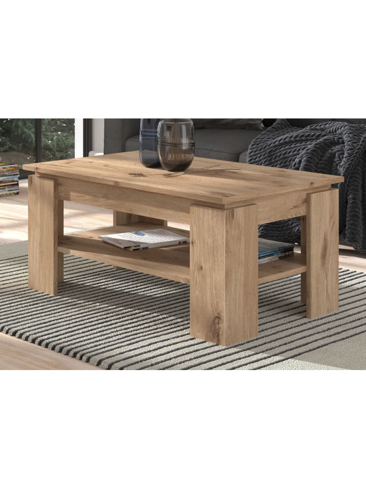 Couchtisch Eiche Nox 100 x 60 cm, Wohnzimmertisch mit Ablage