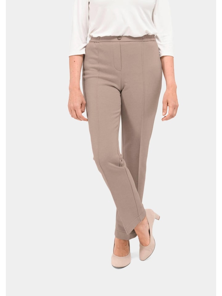 Kurzgröße: Wärmende Jerseyhose mit Schlupfbund in beige