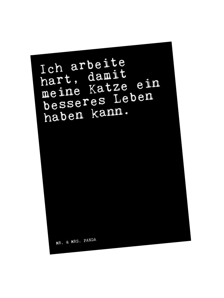 Postkarte Ich arbeite hart, damit... mit Spruch in Schwarz