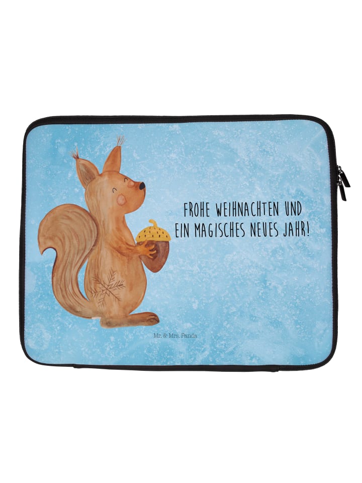 Computertasche Eichhörnchen Weihnachten mit Spruch in Eisblau