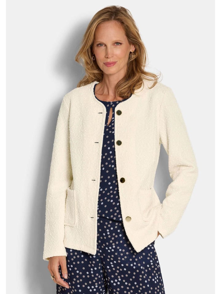 Kurzgröße: Baumwollblazer mit Glanzdetails in weiß