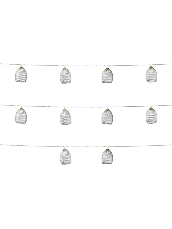 LED Deko Lichterkette Glamour 10 Lampenschirme L: 1,8m in silber
