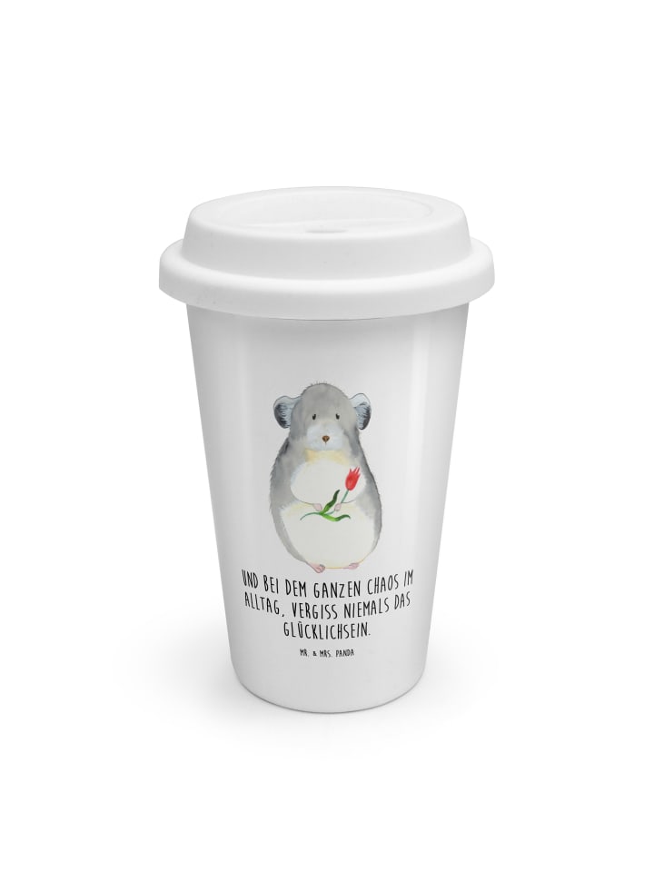 Tumbler Chinchilla Blume mit Spruch in Weiß