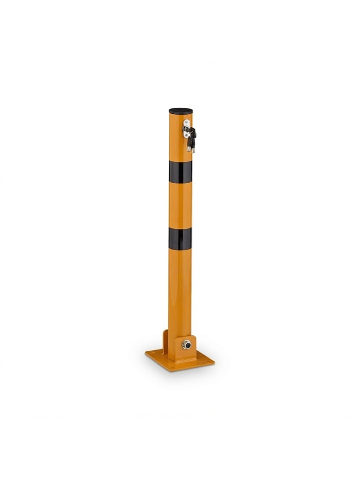 4 x Absperrpfosten in Gelb/ Schwarz - (B)15 x (H)65 x (T)13 cm