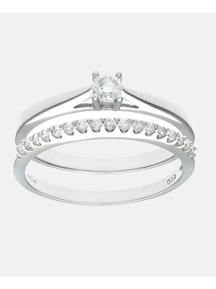 Ring aus 375 Weißgold mit Diamant