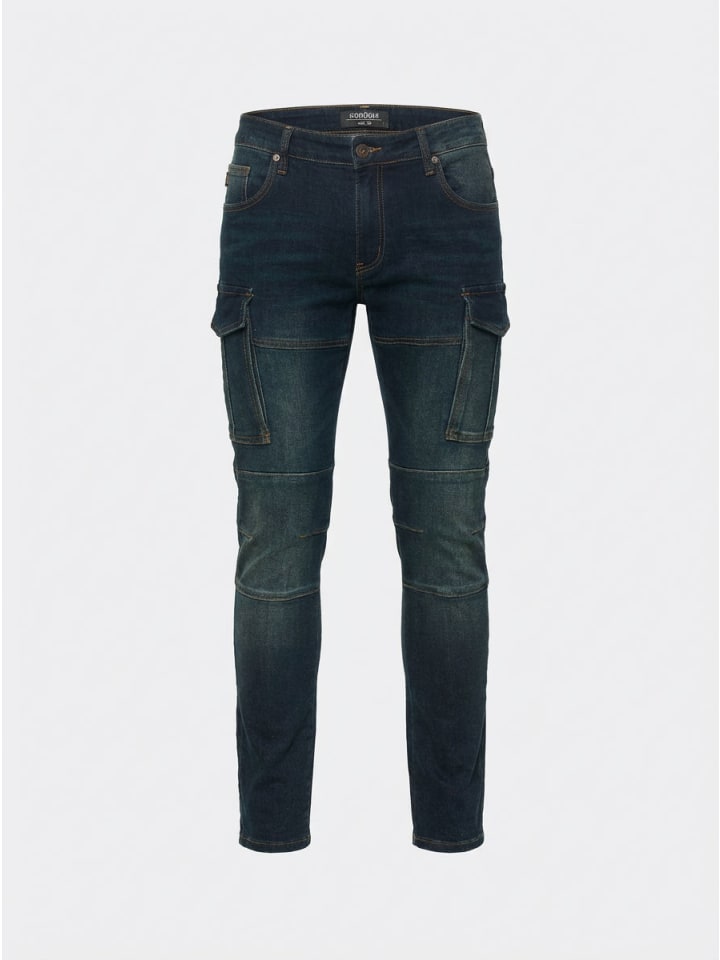 Slim denim biker jeans in blau