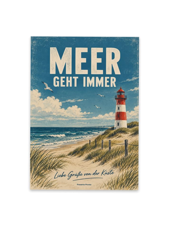Postkarte Leuchtturm nostalgisch Design mit Spruch in Weiß