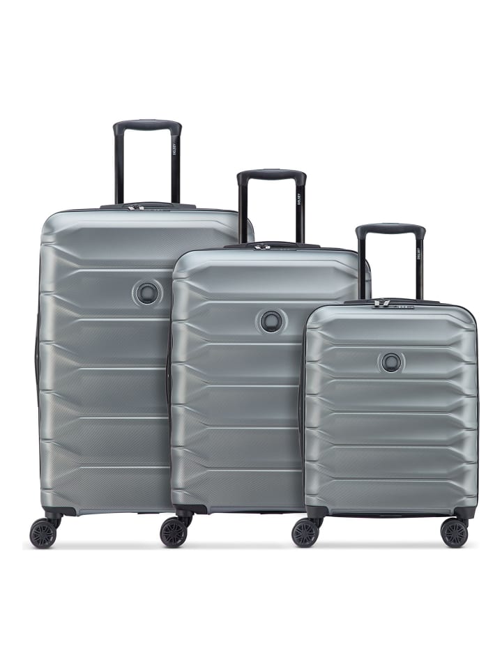 Meteor 4 Rollen Kofferset 3-teilig mit Dehnfalte graphite