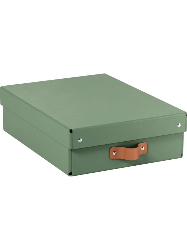 Archivbox Puro Mittel Flach mit Deckel grün 2 Stück