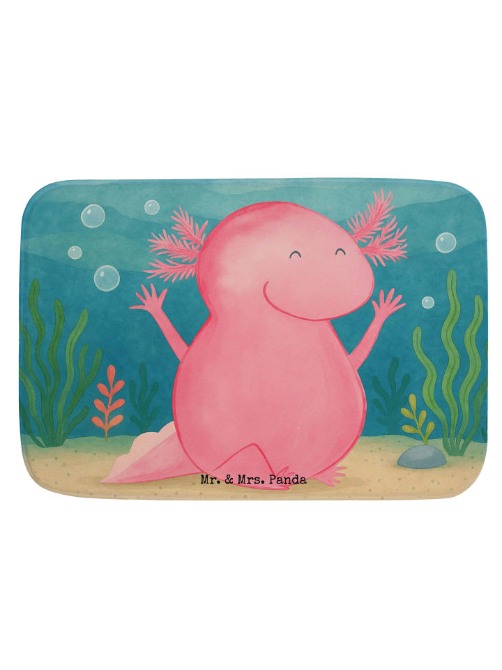 Badezimmerteppich Axolotl Hurra Design ohne Spruch in Weiß