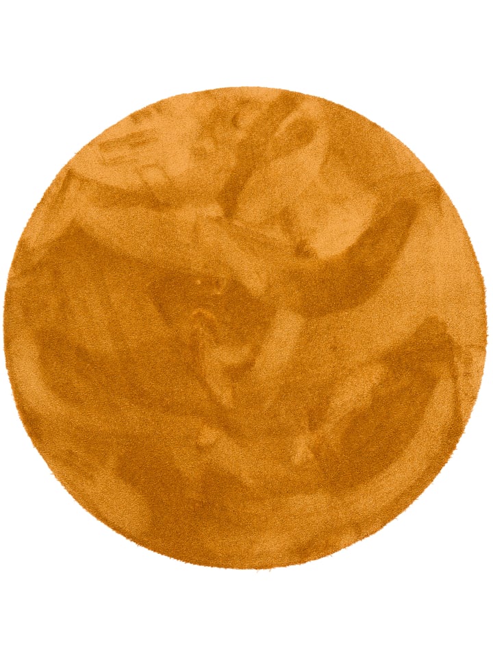 Hochflor-Teppich Livorno Rund in gelb