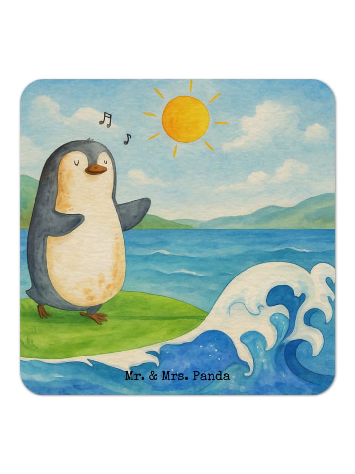 Tassenuntersetzer Pinguin Surfer Design ohne Sp... in Weiß