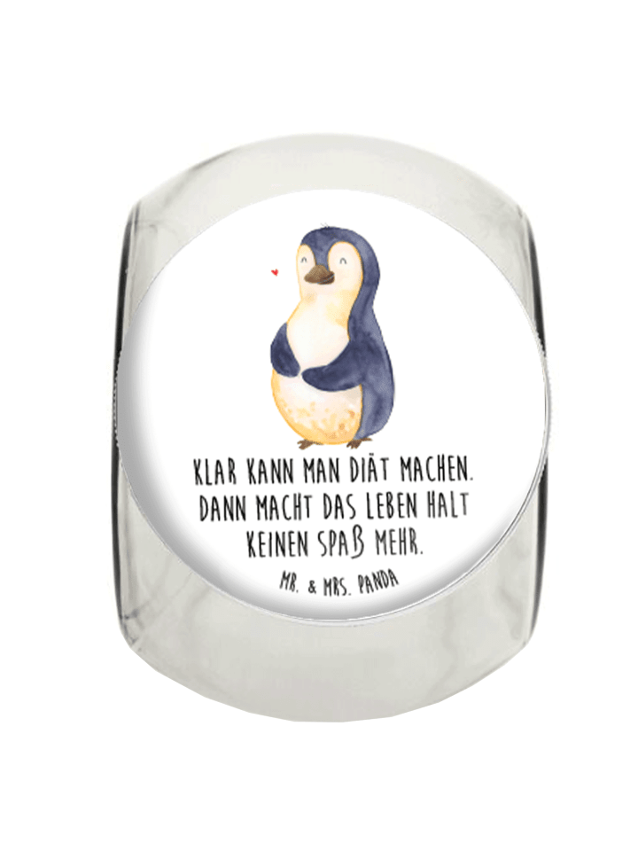 Bonbonglas Pinguin Diät mit Spruch in Weiß