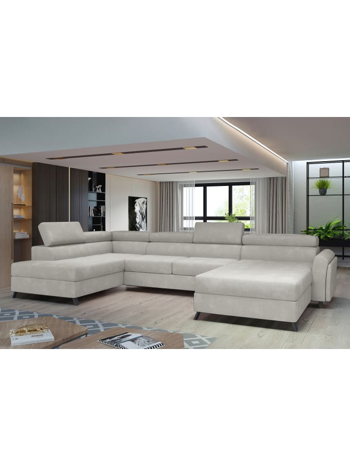 Joseppe Recamiere Links in Beige - (L) 200 x (B) 360 x (H) 92 cm