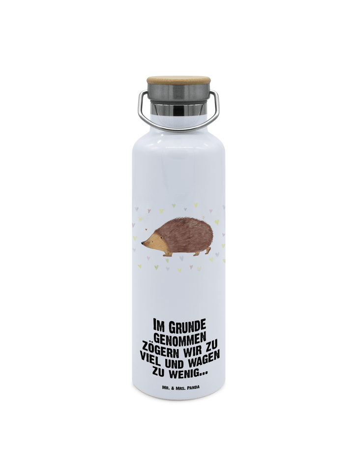 Sportflasche Igel Herzen mit Spruch in Weiß