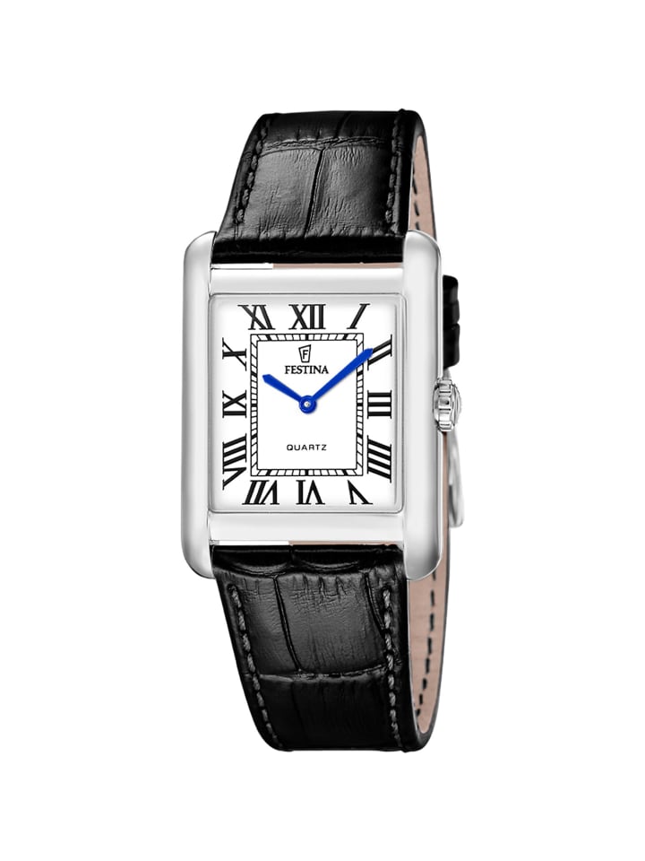 Herrenuhr Quarz Rechteckig Lederband Schwarz