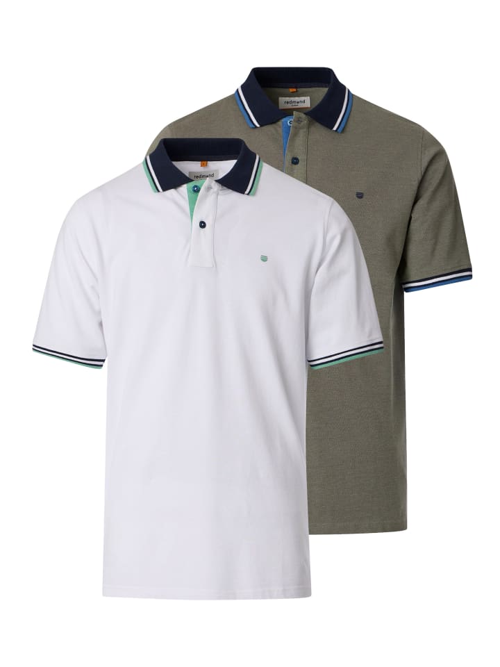 Poloshirt Basic in Weiß / grün