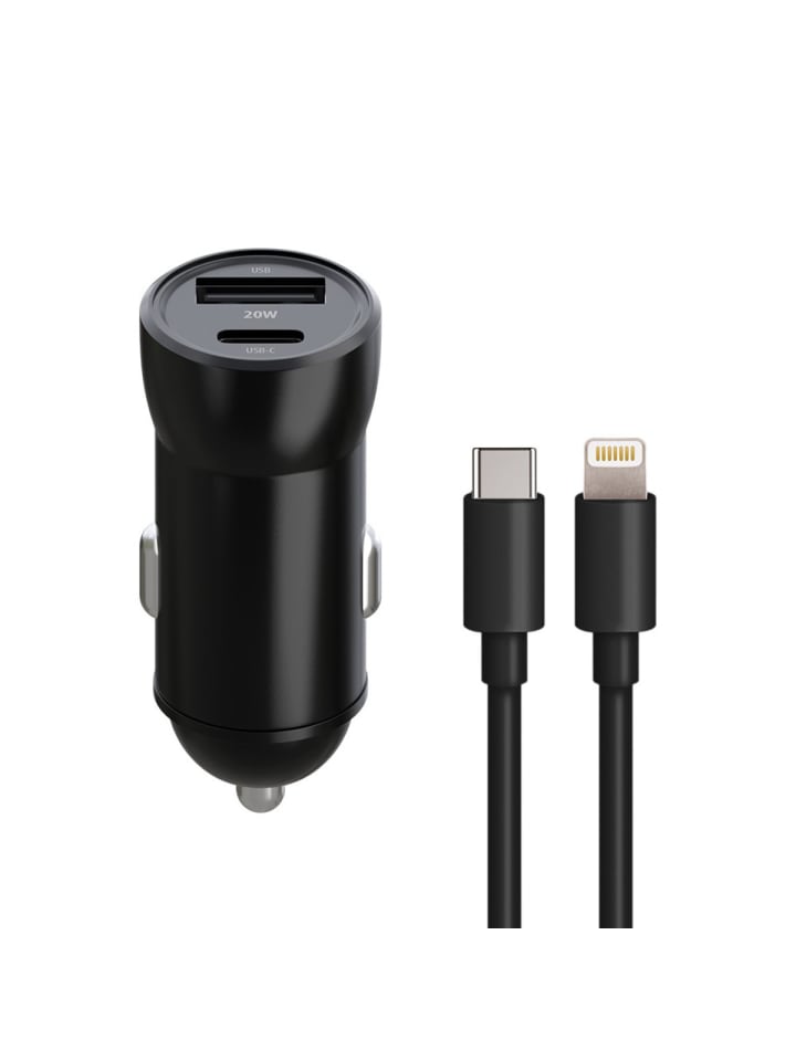 Maxlife MXCC-04 PD QC Kfz-Ladegerät 1x USB-C 1x USB 20W schwarz +
