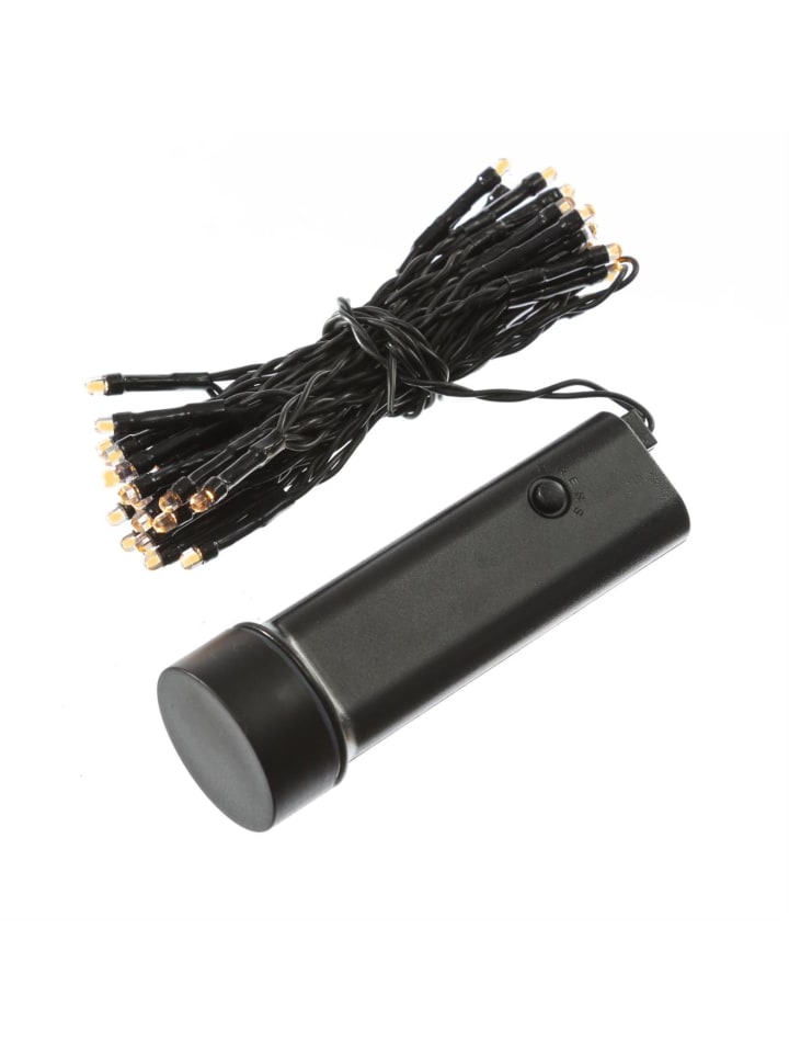 LED Lichterkette Batterie bis 60 Tage Timer 48 LED 8 Funktionen 3,5m in schwarz