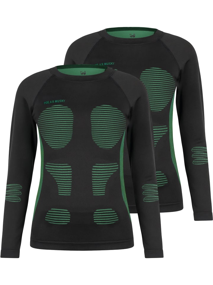 2x Thermo-Langarmshirt UNISEX in Grün