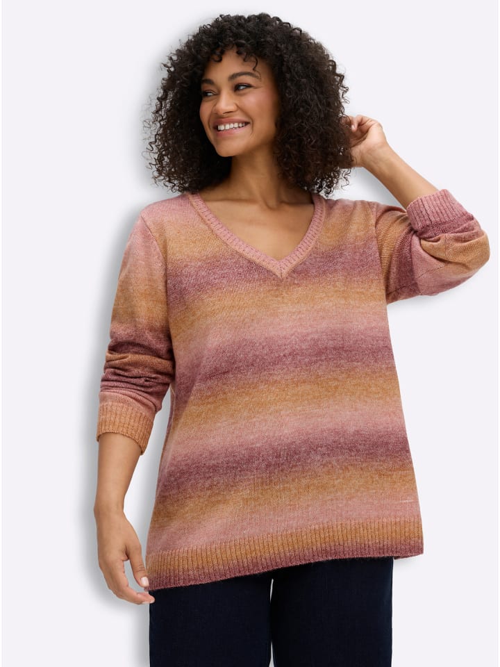 Pullover in terra-cognac-gemustert