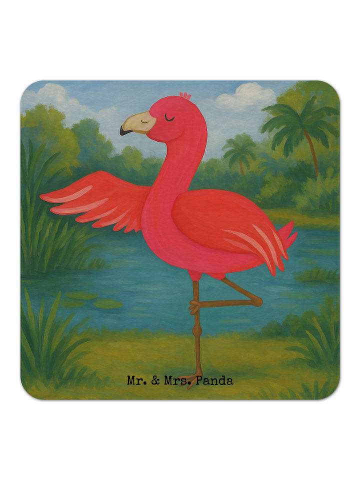 Bierdeckel Flamingo Yoga Design ohne Spruch in Weiß