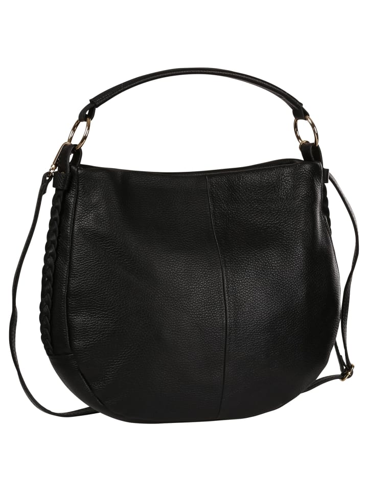 Leder Schultertasche Toscanto Tasche schwarz ca. 40cm