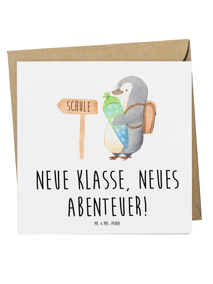 Deluxe Karte Erster Schultag Abenteuer mit Spruch in Weiß