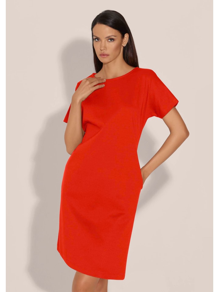 Jerseykleid in angesagter H-Linie in blutorange