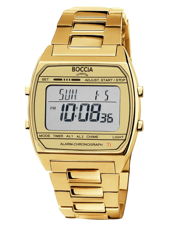 Digitaluhr in Unisexgröße Titan Goldfarben