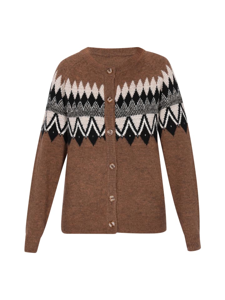 Damen Cardigan in Kamel Mehrfarbig